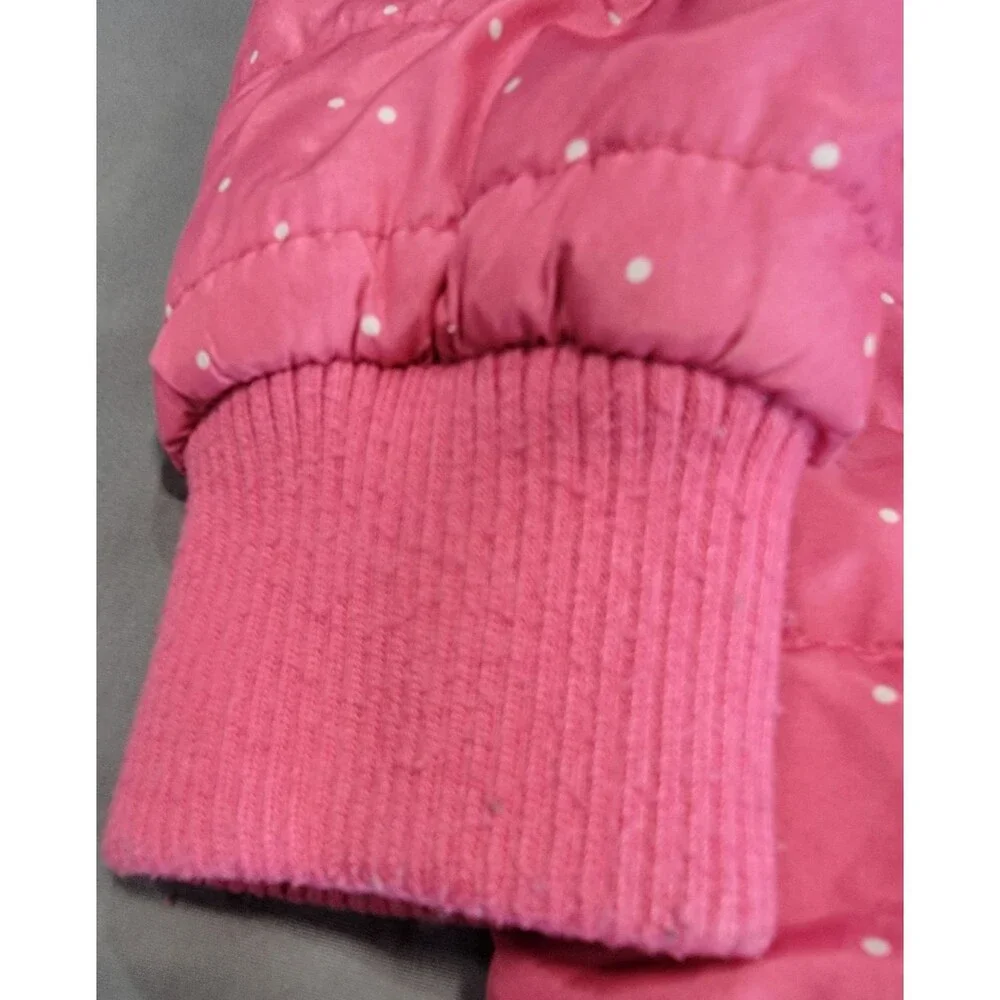 GAP Kids Girls Pink Polka Dot Puffer Jacket Size 4Y Zip Front